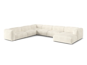 Canapea cu colt modulara ivorie din textil pentru 6 persoane Martina Boucle Left XL Micadoni