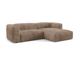 Canapea cu colt modulara maro deschis din textil pentru 2 persoane Martina Corduroy Right Micadoni