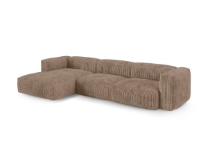 Canapea cu colt modulara maro din textil pentru 3 persoane Martina Corduroy Left Micadoni