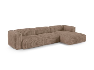 Canapea cu colt modulara maro din textil pentru 3 persoane Martina Corduroy XL Right Micadoni
