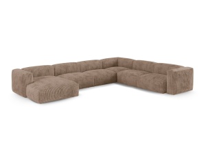 Canapea cu colt modulara maro din textil pentru 6 persoane Martina Corduroy Right XL Micadoni