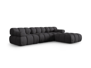 Canapea cu colt modulara maro expresso din textil pentru 4 persoane Bellis Right 3D Micadoni