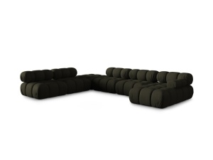 Canapea cu colt modulara verde amazon din textil pentru 7 persoane Bellis Left 3D Micadoni