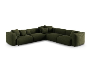 Canapea cu colt modulara verde din textil pentru 5 persoane Martina XL Micadoni