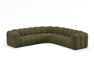 Canapea cu colt modulara verde din textil pentru 6 persoane Lupine Right Micadoni