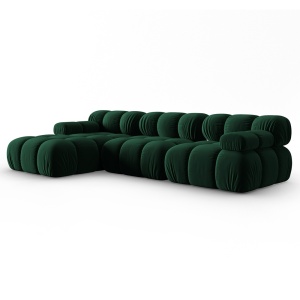 Canapea cu colt modulara verde inchis din catifea pentru 4 persoane Bellis Left Micadoni