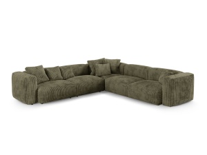 Canapea cu colt modulara verde muschi din textil pentru 5 persoane Martina Corduroy XL Micadoni