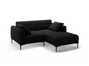 Canapea cu colt neagra din catifea pentru 2 persoane Bemy Right Velvet Micadoni