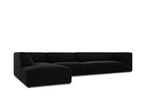 Canapea cu colt neagra din catifea pentru 5 persoane Ruby Salvador Left Micadoni