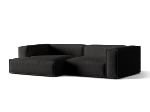 Canapea cu colt neagra din textil pentru 4 persoane Nuria Left Structural Micadoni