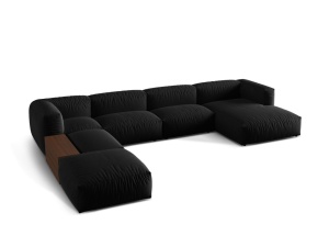 Canapea cu colt neagra din textil pentru 5 persoane Martina Left Micadoni