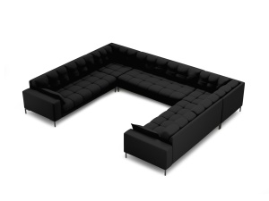 Canapea cu colt neagra din textil pentru 9 persoane Mamaia Structured Black Micadoni