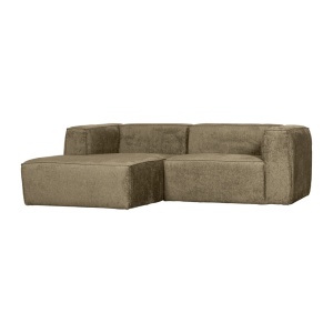 Canapea cu colt portocalie din catifea 254 cm Bean Structured Left Woood