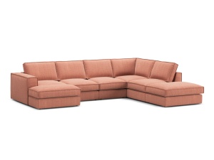 Canapea cu colt rosie din textil pentru 5 persoane Pola Right Micadoni