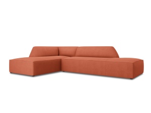 Canapea cu colt rosu corai din textil pentru 4 persoane Ruby Left Micadoni