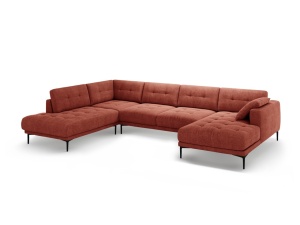Canapea cu colt rosu corai din textil pentru 7 persoane Bemy Right Left Structural Micadoni