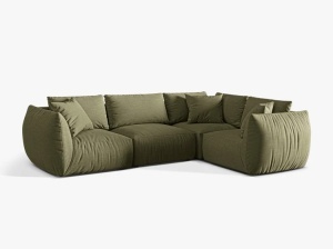 Canapea cu colt verde deschis din textil pentru 4 persoane Chris Alfa Right Micadoni
