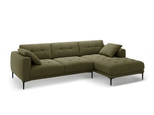 Canapea cu colt verde din catifea pentru 3 persoane Bemy Right Velvet Micadoni