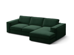 Canapea cu colt verde din catifea pentru 3 persoane Pola Right Micadoni