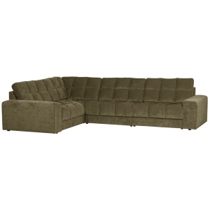 Canapea cu colt verde din textil 316 cm Second Date Left Woood