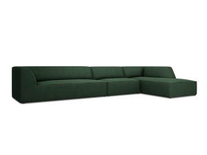 Canapea cu colt verde din textil pentru 5 persoane Ruby Right Micadoni