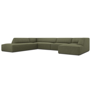 Canapea cu colt verde din textil pentru 7 persoane Ruby Corduroy Left Micadoni
