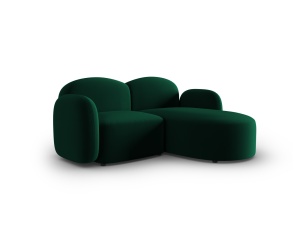 Canapea cu colt verde inchis din catifea pentru 3 persoane Blair Right Micadoni