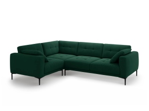 Canapea cu colt verde inchis din catifea pentru 4 persoane Bemy Left Velvet Micadoni