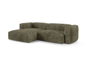 Canapea cu colt verde muschi din textil pentru 2 persoane Martina Tilia Corduroy XL Left Micadoni