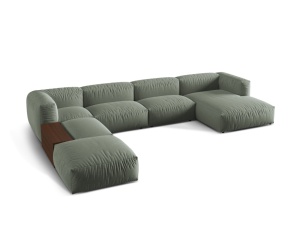 Canapea cu colt verde muschi din textil pentru 5 persoane Martina Left Micadoni