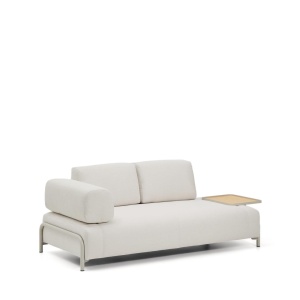 Canapea ecru din textil pentru 2 persoane Compo Left Kave Home