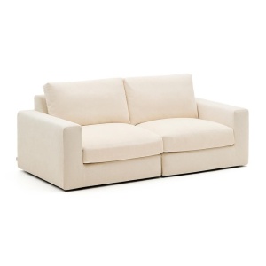 Canapea ecru din textil pentru 3 persoane Alea Kave Home