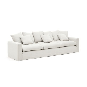 Canapea ecru din textil pentru 4 persoane Nora Kave Home