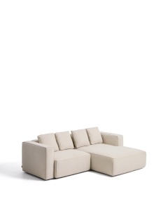 Canapea extensibila cu colt din textil ecru pentru 3 persoane Marela Chenille Right Kave Home