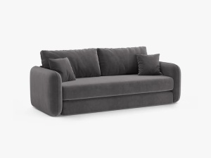 Canapea extensibila gri inchis din catifea pentru 3 persoane Dormi Micadoni