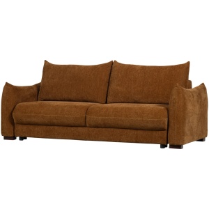Canapea extensibila maro din textil pentru 3 persoane Jonne Woood