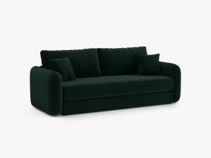 Canapea extensibila verde inchis din catifea pentru 3 persoane Dormi Micadoni