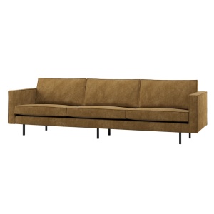 Canapea galben miere din textil pentru 3 persoane Rodeo Rib Woood