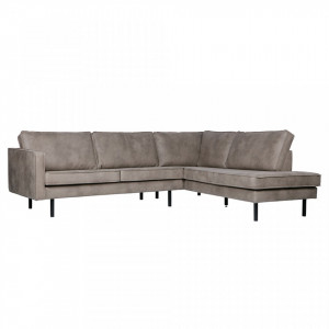 Canapea gri din poliuretan si nailon cu colt pentru 3 persoane Rodeo Right BePureHome