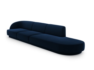 Canapea modulara albastru royal din catifea pentru 4 persoane Miley Bluvel Right Micadoni