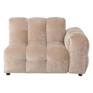 Canapea modulara bej din catifea 132 cm Hackman Corner Right Dutchbone