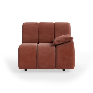 Canapea modulara crem magnolie din catifea 98 cm Wave Right Low Arm HKliving