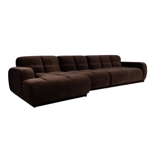 Canapea modulara cu colt din textil maro pentru 6 persoane Hazel Left Zuiver