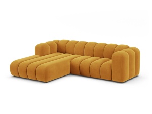 Canapea modulara cu colt galbena din catifea pentru 4 persoane Lupine Left Micadoni