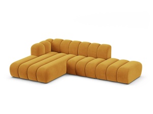 Canapea modulara cu colt galbena din catifea pentru 5 persoane Lupine Left Micadoni
