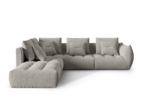 Canapea modulara cu colt gri deschis din textil pentru 4 persoane Bloom Wind Left Micadoni