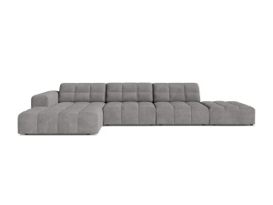Canapea modulara cu colt gri deschis din textil pentru 5 persoane Jennifer Chenille Left Micadoni