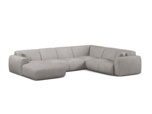 Canapea modulara cu colt gri deschis din textil pentru 6 persoane Molino Panoramic Chenille Rebel Right Micadoni