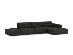 Canapea modulara cu colt gri inchis din textil pentru 5 persoane Jennifer Chenille Right Micadoni