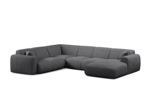 Canapea modulara cu colt gri inchis din textil pentru 6 persoane Molino Panoramic Boucle Left Micadoni